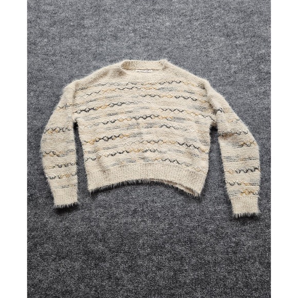 Altar'd State Sweaters - Altar'd State Cream Textured Knit Pullover Crewneck Striped Soft Sweater Medium